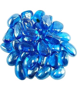 DS Blue Kaju Glass Pebbles/gravels/stone/beads for Aquarium, table, vase, fountain, Approx 50 Pieces