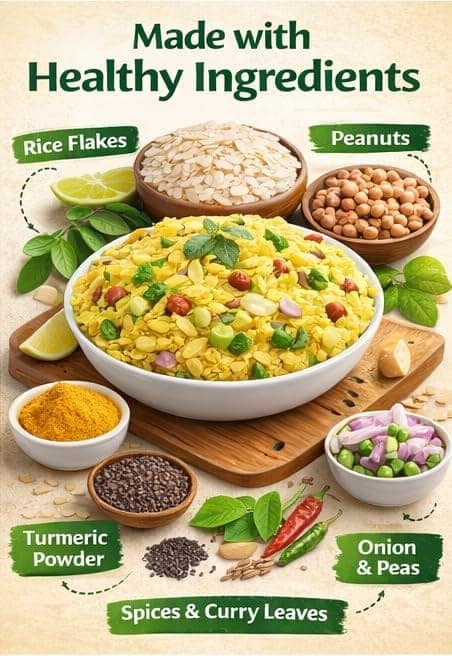 GM Foods Classic Poha, 500g (Masala Inside) Pack 5 | Source of Fibre & Protein | White Thick Poha Healthy Food | Flattened with Rice/Atukulu | No MSG, Artificial Colors & No Preservatives view 3
