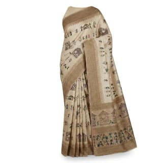 Classic Beige Sambalpuri Saree