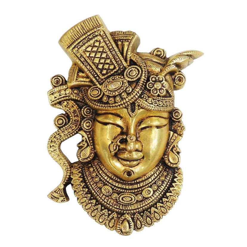 Brass Shrinath Ji Idol Statue | Krishna Puja & Temple Murti, Height : 6 Inch (BSMAS1720 A) view 2