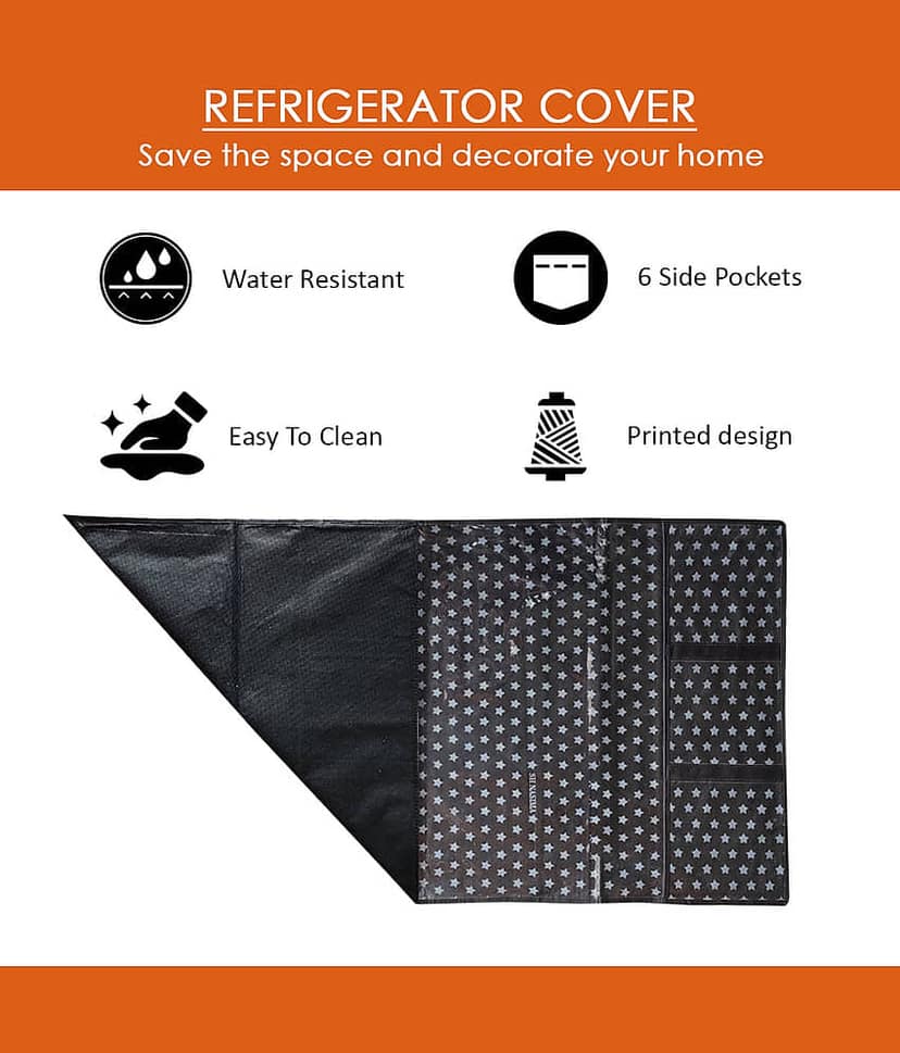 Waterproof Refrigerator Fridge Top Cover with 6 Utility Pockets Star Print view 2