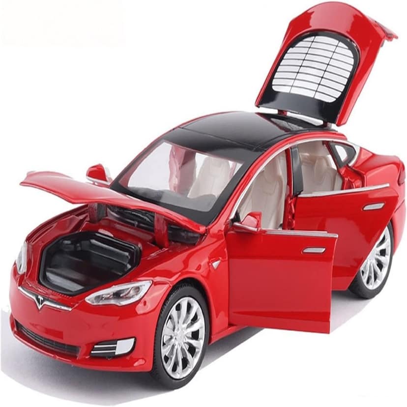 KTRS ENTERPRISE 1/32 For Tesla For Model S For P100D Alloy Die-Cast Model Toy Car 6 Door Sound Light Pull Back Boy Toy Vehicle view 2