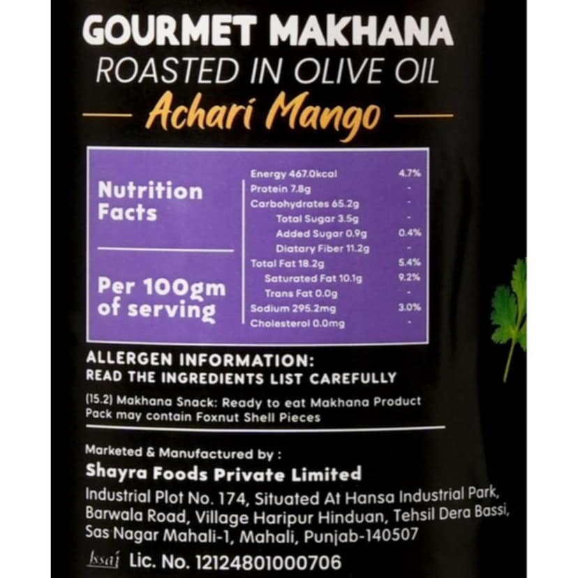 GOURMET MAKHANA ROASTED IN OLIVE OIL - ACHARI MANGO - 65 gm view 4