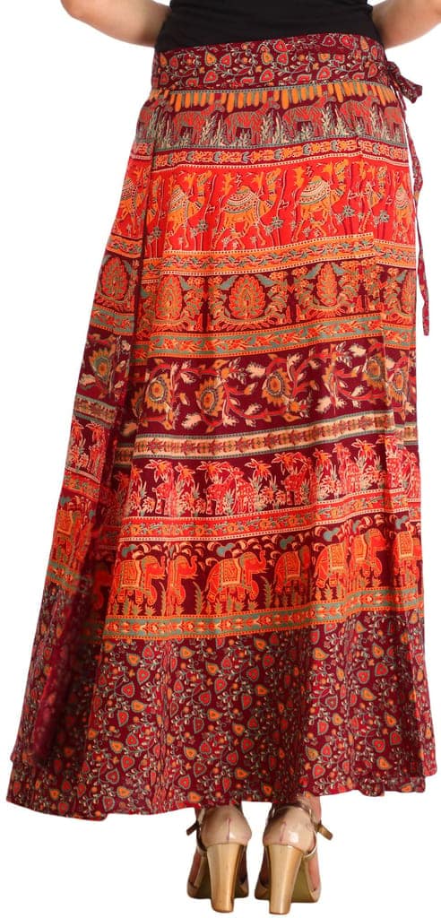 Windsor-Wine Wrap-Around Long Skirt from Pilkhuwa with Printed Animals view 5