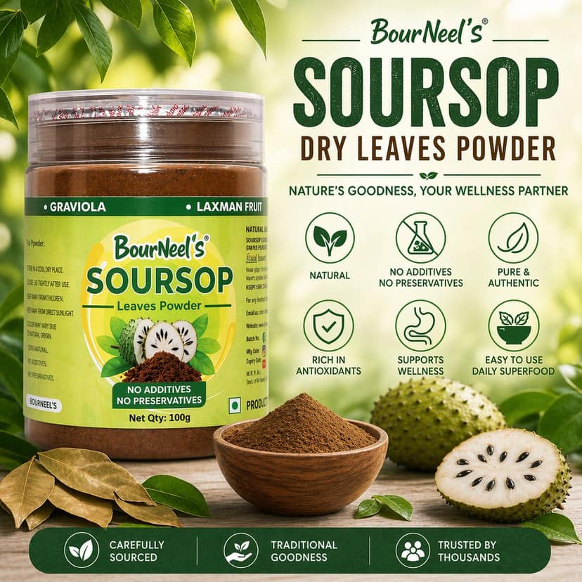 BourNeel's® Soursop Leaves Powder 100gm | No Preservatives | Soursop Graviola Laxman Phal Leaves Powder |Soursop Kadha Tea | view 4