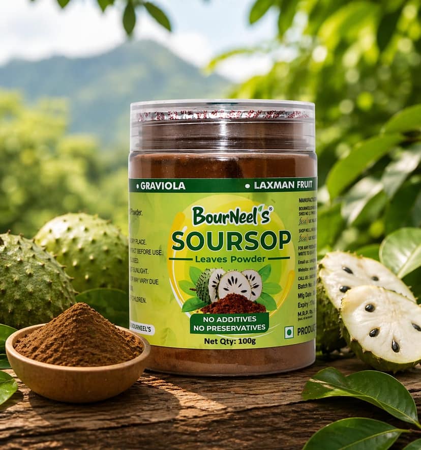 BourNeel's® Soursop Leaves Powder 100gm | No Preservatives | Soursop Graviola Laxman Phal Leaves Powder |Soursop Kadha Tea | view 7