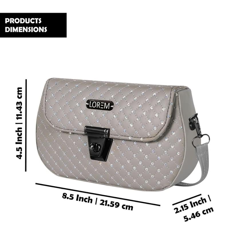 LOREM Faux Leather Handbag for Women � Turnlock Closure, Adjustable Shoulder Strap, Stylish & Compact, 1.35L Capacity view 3