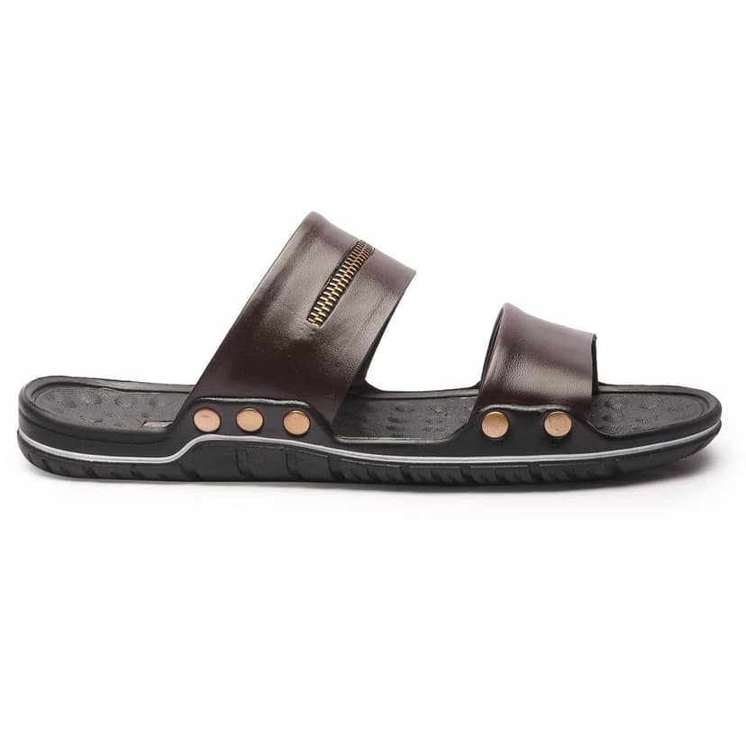 FEATHER LEATHER Stylish Men's Comfortable & Lightweight Sandals & Slippers | Genuine Leather Casual Slipper/flip-flop for Men | Everyday and Office Use Slipper view 9