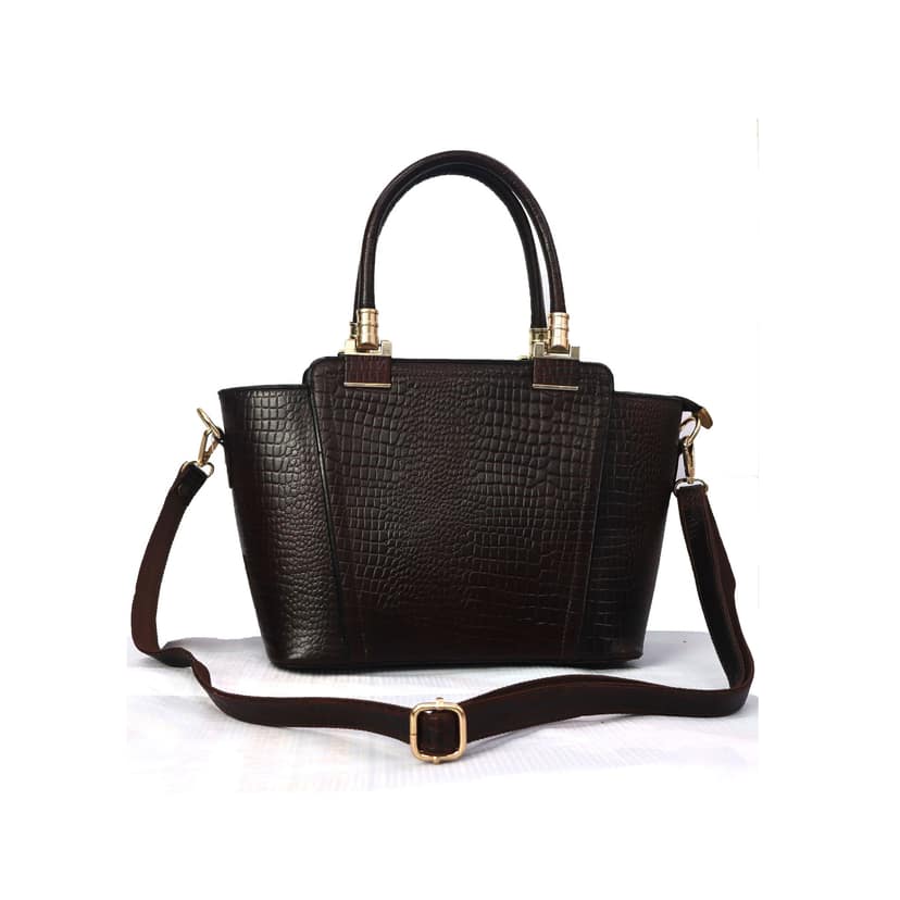 Genuine Leather Girls Handbag with Texture Leather Design