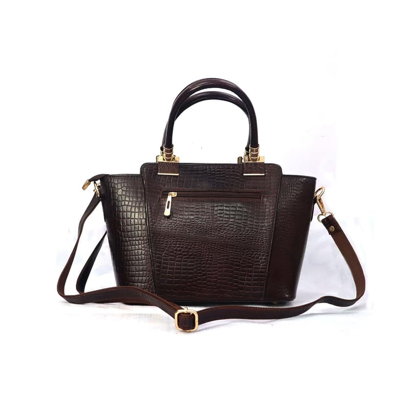 Genuine Leather Girls Handbag with Texture Leather Design view 2
