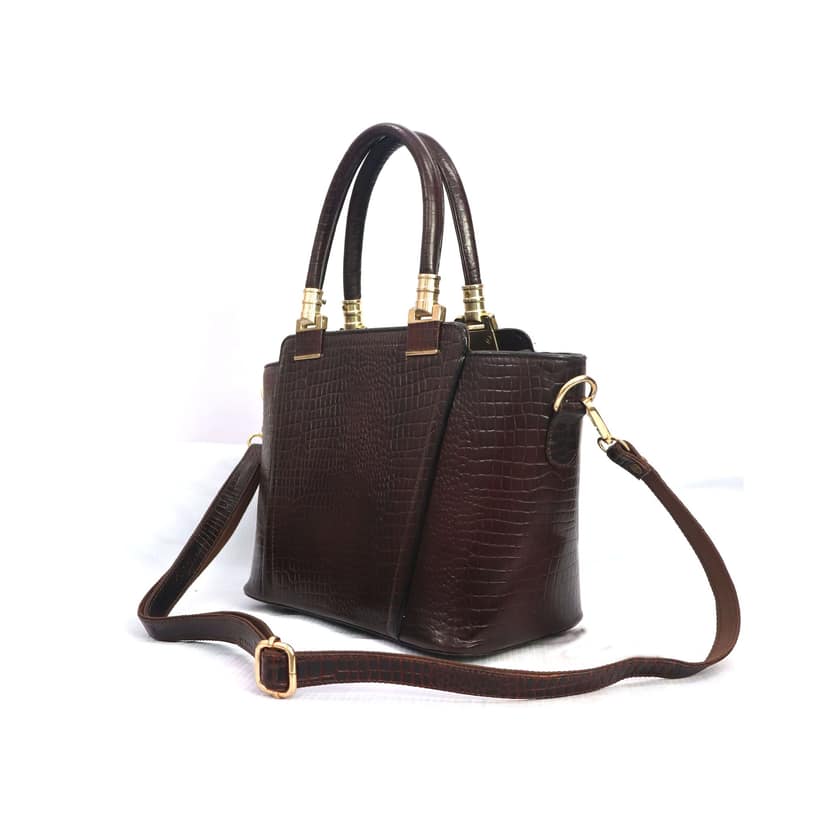 Genuine Leather Girls Handbag with Texture Leather Design view 3