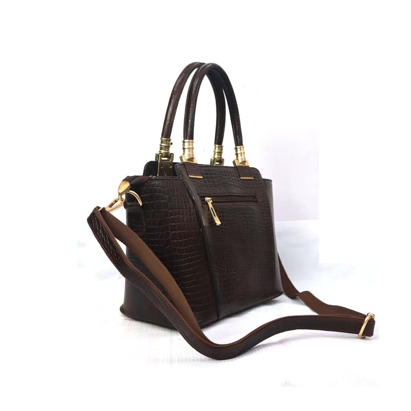 Genuine Leather Girls Handbag with Texture Leather Design view 4