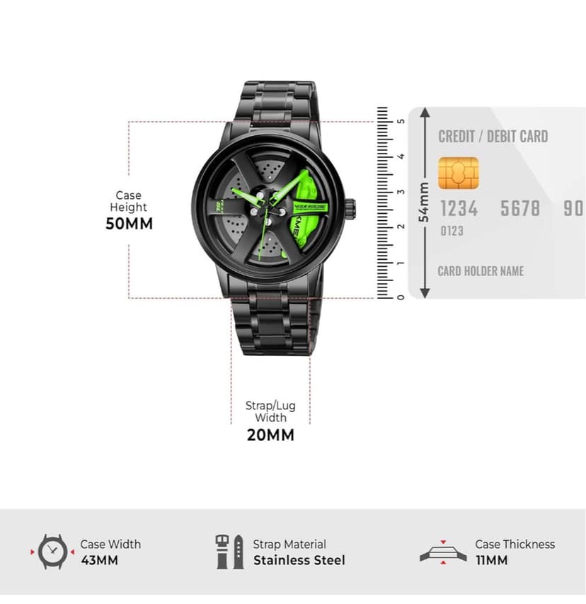 Speedometer Style 360 Rotating Rim Watch for Car & Bike Enthusiasts view 2