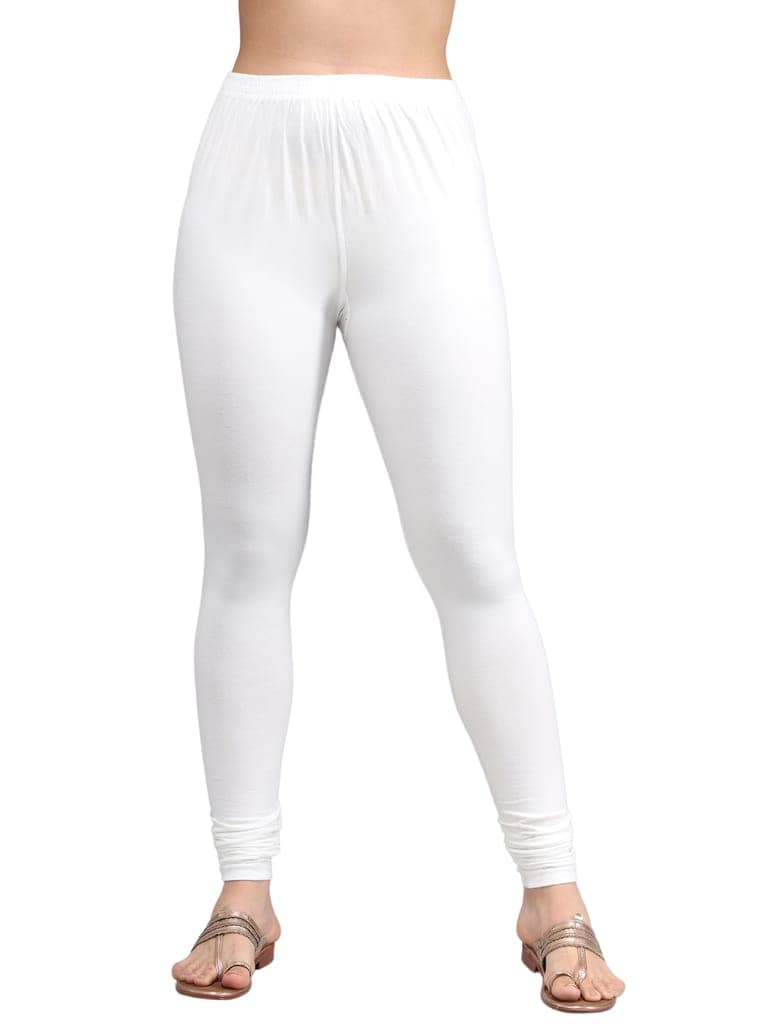 SOFT COLORS Women's Skinny Fit Ethnic Wear Churidar Leggings (Off White) view 5