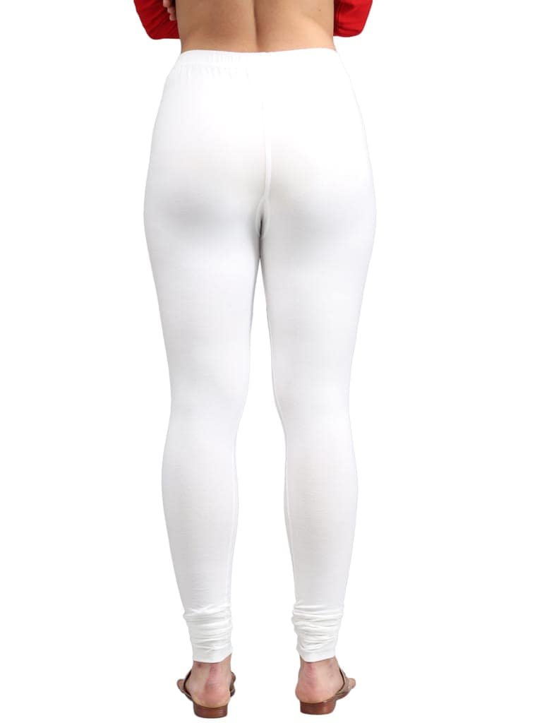 SOFT COLORS Women's Skinny Fit Ethnic Wear Churidar Leggings (Off White) view 6