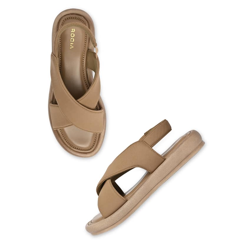 Beige Women Casual Cross Sandals