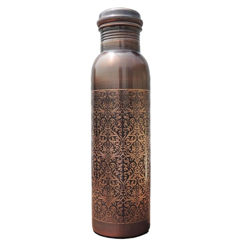 Copper Water Bottle � Handmade Pure Copper Drinking Bottle, Height : 11 Inch (BCMAS195 A) view 2