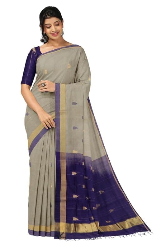 APCO Handloom - Women's Rahajmundry Pure Cotton Handloom Saree (Grey)