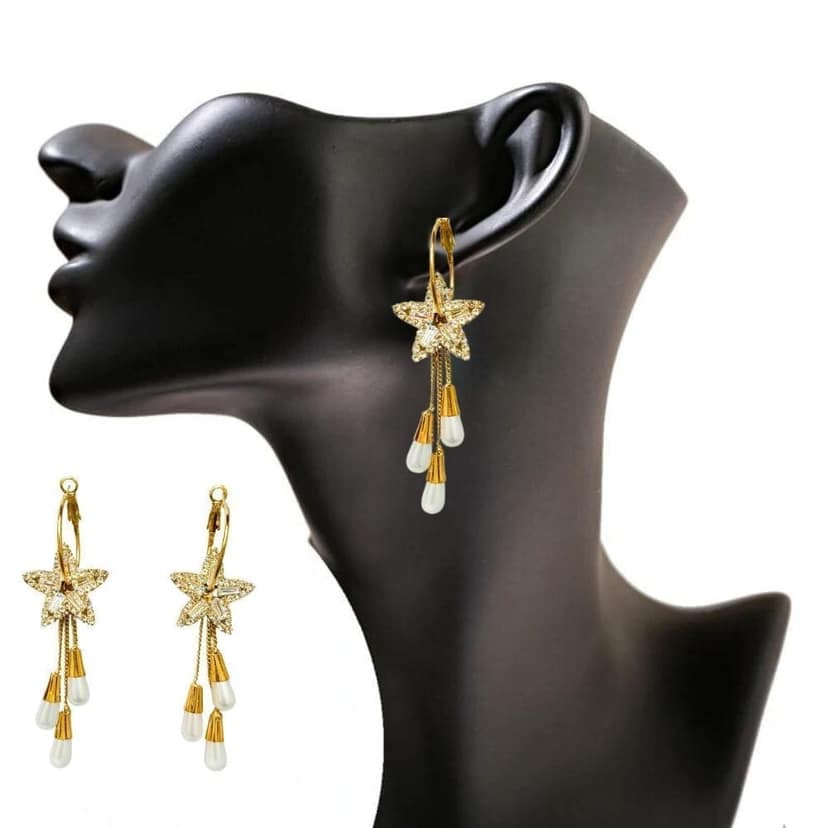 Jewelryklub American Diamond Stone Earrings Star Shaped For Girls Women view 3