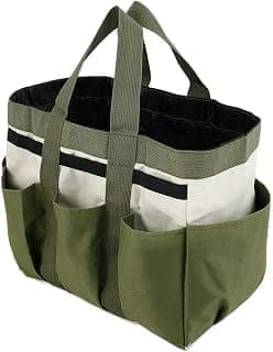 NIHUIFDPY Garden Tool Bag Organizer - Heavy Duty 600D Oxford Gardening Tote with 8 Pockets & Elastic Straps - Portable Tool Storage Caddy for Allotment, Home & Yard - Gardening Gifts for Men Women