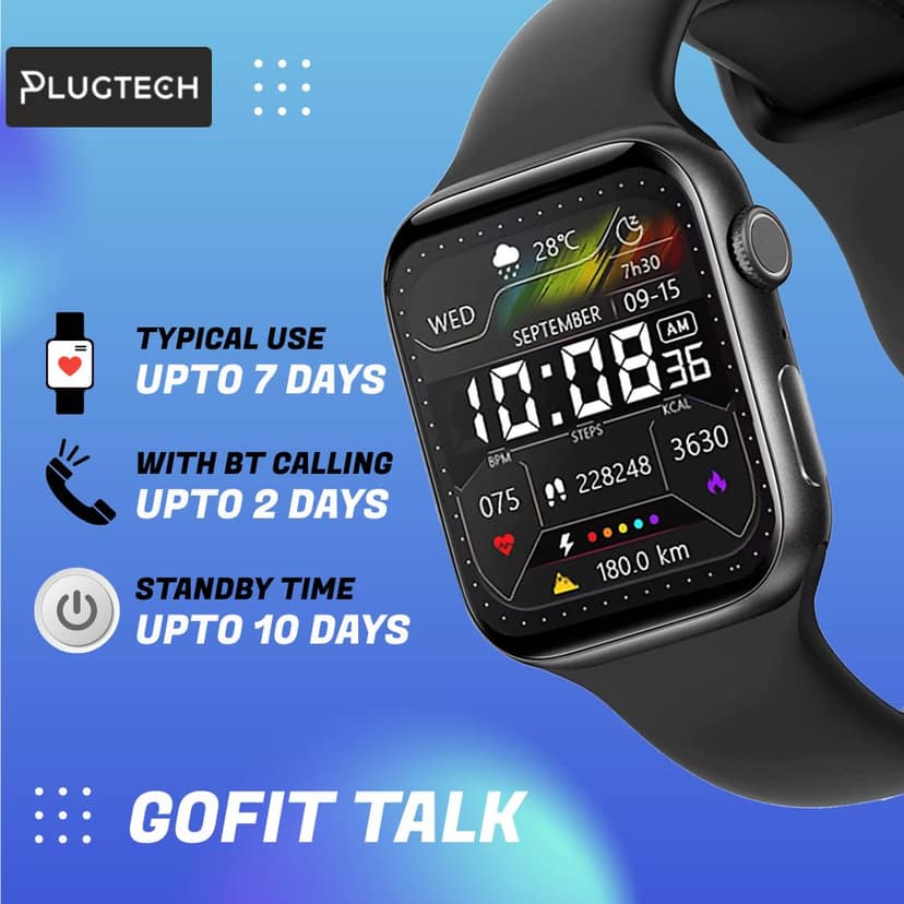 Plugtech GoFit Talk 1.85" Bluetooth Calling Smart Watch view 6