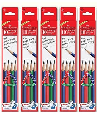 Faber-Castell ole Grip Super Dark Pencils set of 10 (Pack of 6)