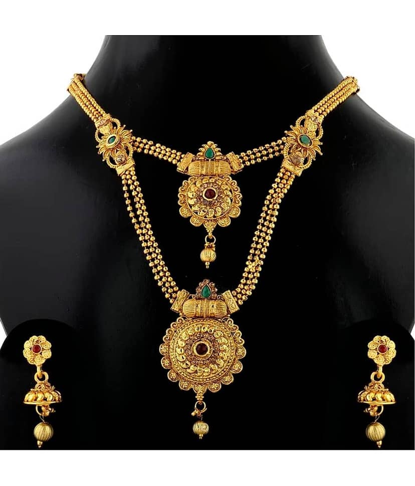 Silver Shine Alloy Golden Contemporary Contemporary/Fashion Antique Necklaces Set
