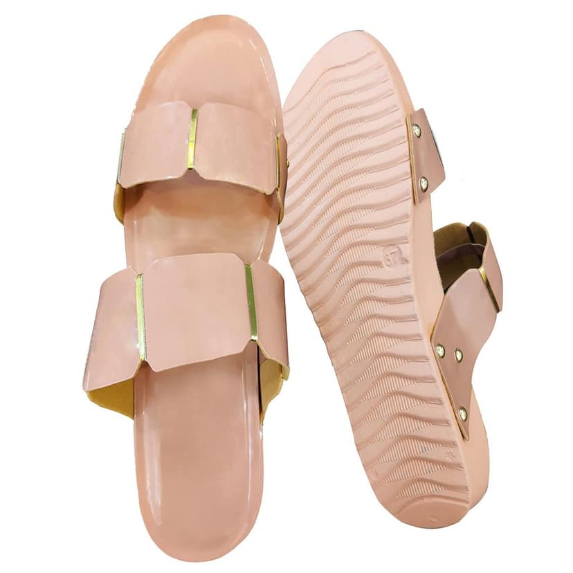 Peach Pink Synthetic Back Open Comfortable and Stylish Wedges Heels Slip On | for Casual Wear, Party and Formal Wear Occasions 2 Inches Heel | for Women & Girls (Numeric_6) view 2