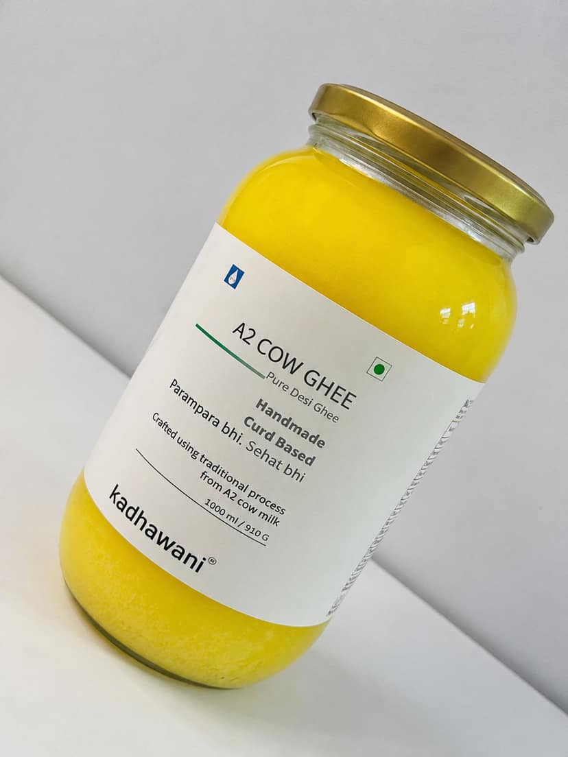 kadhawani Desi A2 Cow Ghee Traditional Bilona Method | Curd based,danedar Ghee | Grass-fed, Pure and Healthy |NABL Lab tested |Cruelty-Free(Glass Jar ) view 5