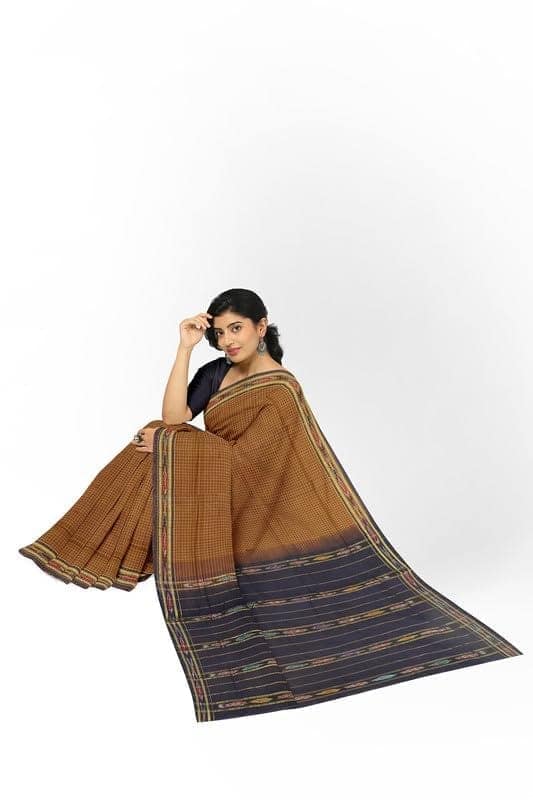 APCO Handloom (A Andhra Pradesh Govt Emporium)- Women's Traditional Pure Handloom Bandar/Polavaram Cream Cotton Saree | PBS0010 view 4