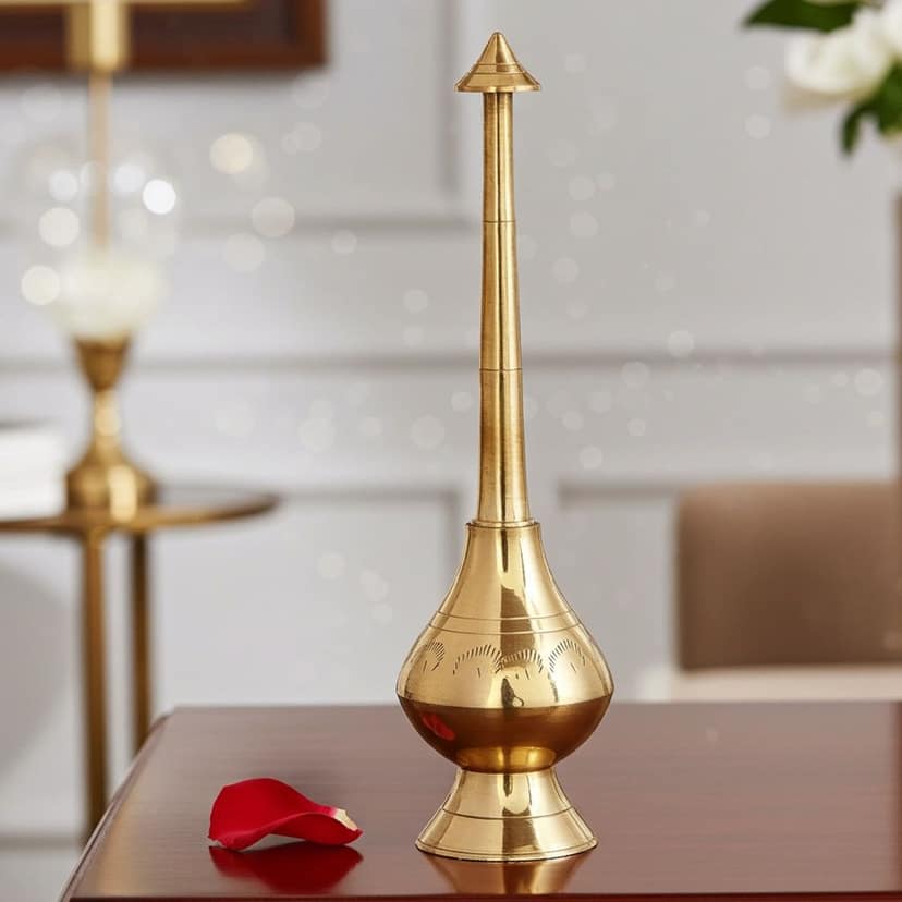 Brass Gulab Pash Rosewater Sprinkler ? Antique Pooja Item, Height : 8.1 Inch (ZMAS238 C) view 2