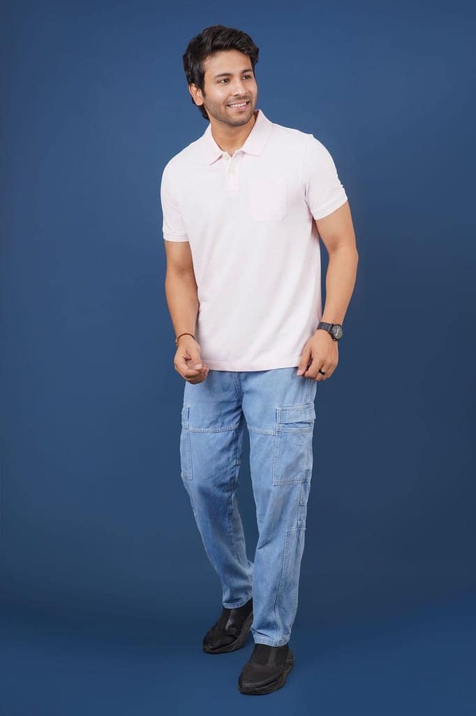 Men Lt Pink Pocket Polo T-Shirt view 6
