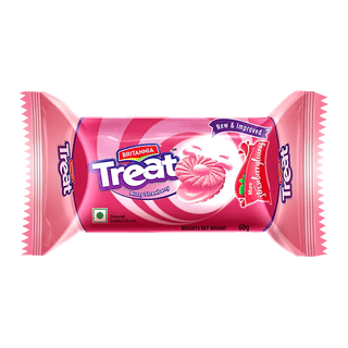 Britannia Treat Strawberry Cream Biscuits, 60 G