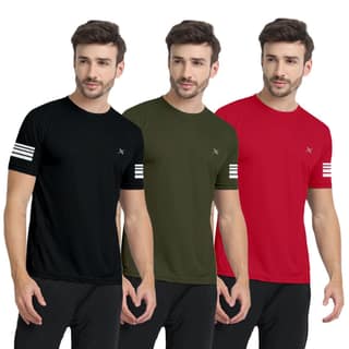 FTX Men Solid Round Neck Tshirt Pack Of 3