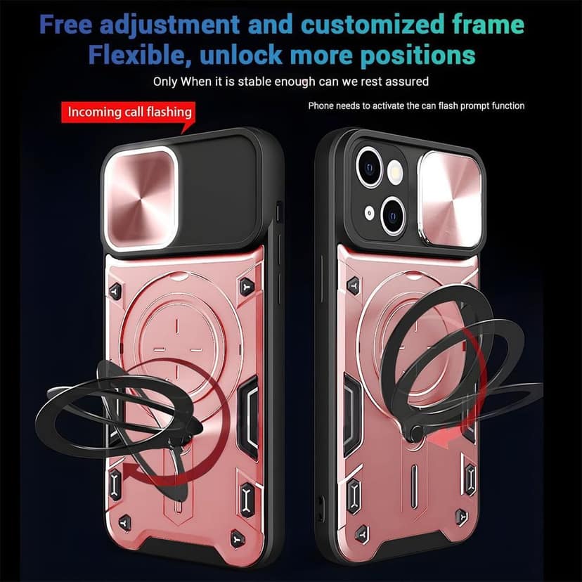 LIRAMARK Back Cover Case Compatible with iPhone 15 Plus (6.7 inch) with Stand & Slider Camera Military Grade Drop Protection view 6