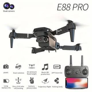 E88 Drone with 4k Camera Foldable 1080P HD Drone with FPV Live Video, Gestures Selfie, Altitude Hold, One Key Take Off/Landing, 3D Flips, Code Free Headless Mode, Aerial Photography RC Drone Ultimate 3