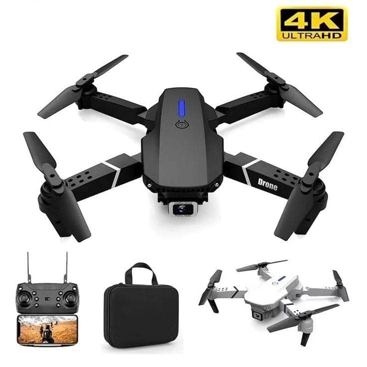 E88 Drone with 4k Camera Foldable 1080P HD Drone with FPV Live Video, Gestures Selfie, Altitude Hold, One Key Take Off/Landing, 3D Flips, Code Free Headless Mode, Aerial Photography RC Drone Ultimate 3 view 2