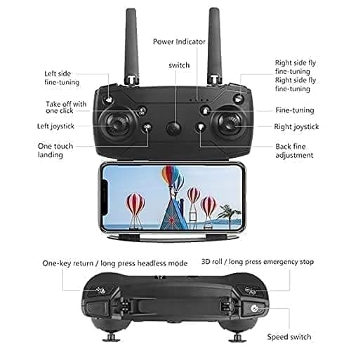 E88 Drone with 4k Camera Foldable 1080P HD Drone with FPV Live Video, Gestures Selfie, Altitude Hold, One Key Take Off/Landing, 3D Flips, Code Free Headless Mode, Aerial Photography RC Drone Ultimate 3 view 5