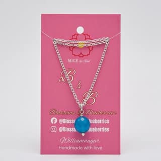 Handcrafted Blue Bead Silver-Tone Necklace