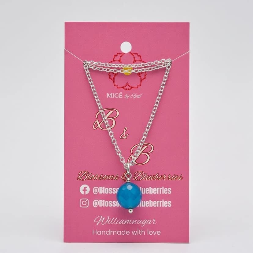 Handcrafted Blue Bead Silver-Tone Necklace