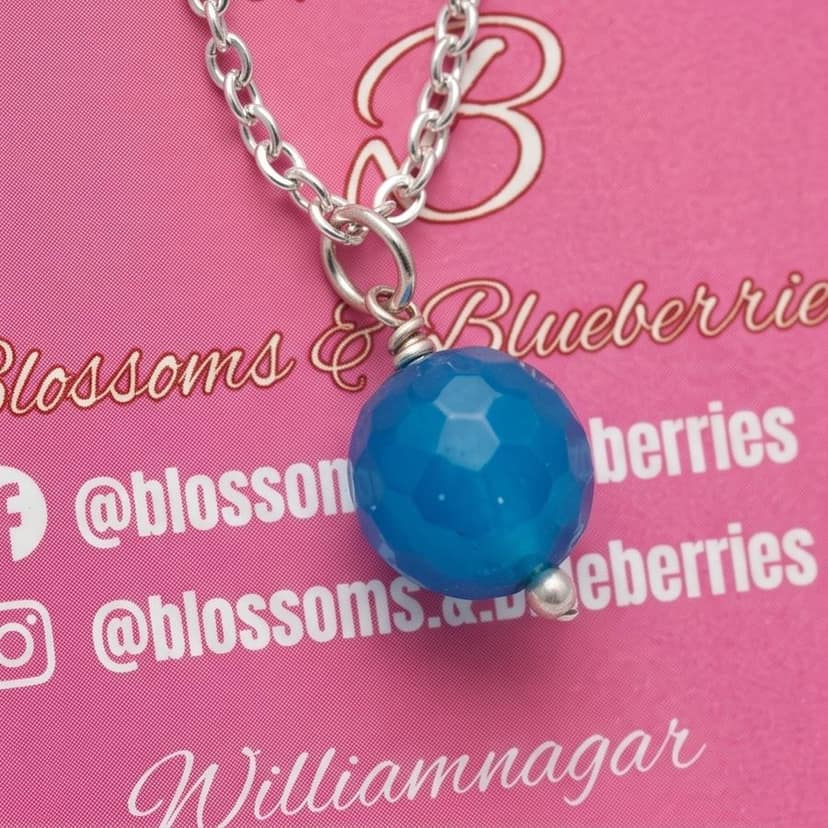 Handcrafted Blue Bead Silver-Tone Necklace view 2