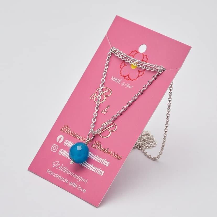Handcrafted Blue Bead Silver-Tone Necklace view 3