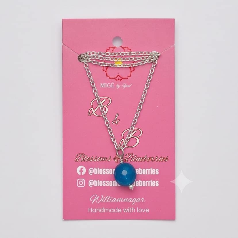 Handcrafted Blue Bead Silver-Tone Necklace view 4