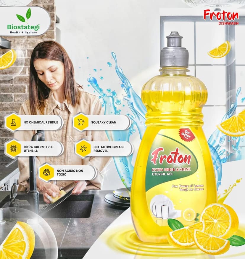 Froton Dishwash Liquid yellow Lemon 500ml Pack of 5 view 3
