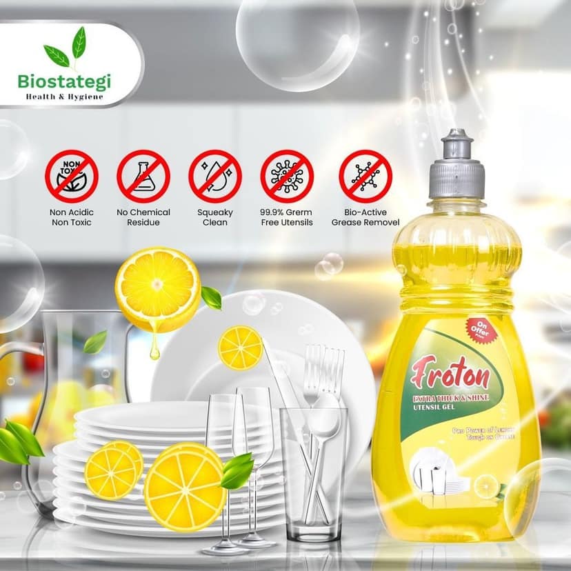 Froton Dishwash Liquid yellow Lemon 500ml Pack of 5 view 6