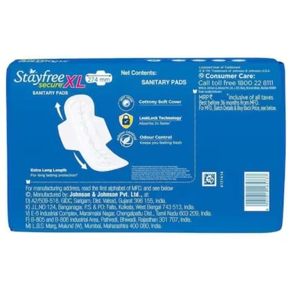 Stayfree Secure Sanitary Pads XL 20 Pcs view 2