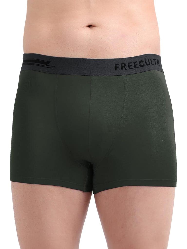 FREECULTR Men's Underwear Anti Bacterial Micromodal Airsoft Trunk - Non Itch No Chaffing Sweat Proof - Pack of 1-Seaweed Green
