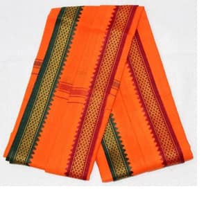Lafabriqueind pure cotton soft gamcha, ORANGE color towel, big border, 2 mtr size, Pack of 1