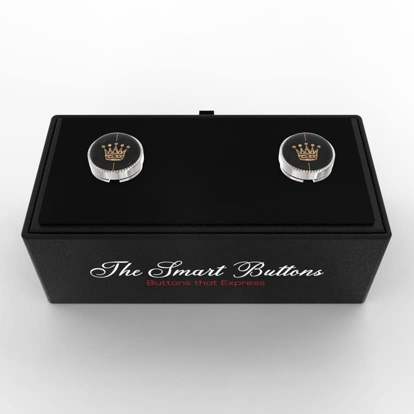 The Smart Buttons - Shirt Button Cover Cufflinks for Men - Crown Style view 3