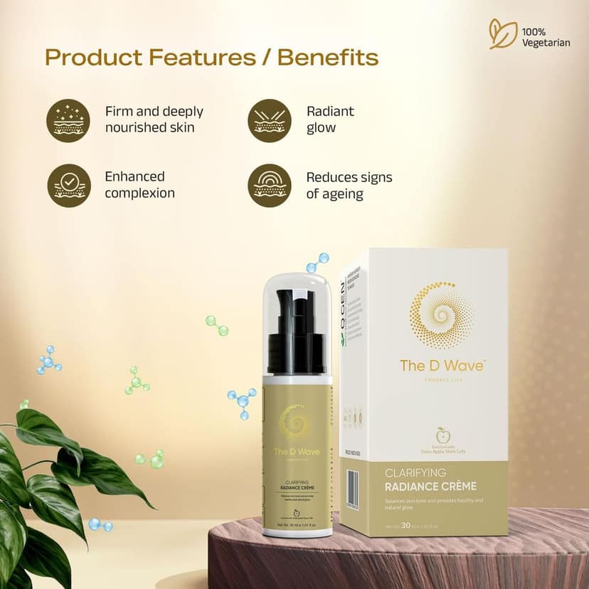 The D Wave Clarifying Radiance Cremefor Bright Skin & Radiant Glow - 30ML | Firmer, Supple and Deeply Nourished Skin | Reduces Signs of Ageing | All Skin Types & Genders view 3